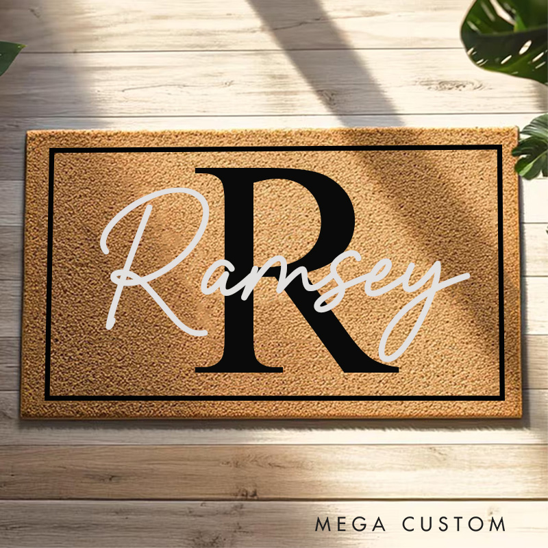 Personalized Elegant Monogram Doormat Home Doormat Custom Welcome Front Doormat Housewarming Gifts Welcome Mat for Home Closing Gift New Home Gift