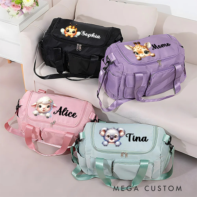 Personalized Cute Puppy Fantasy Unicorn Animal Name Travel Bag with Name and Shoulder Strap Sports Accessories Birthday Gift