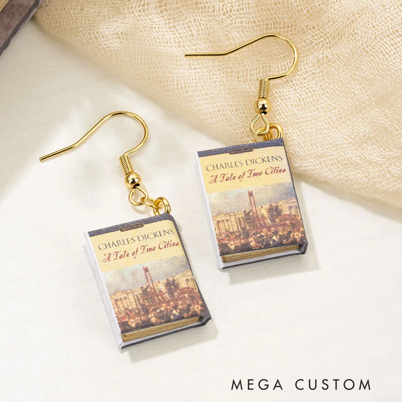 Miniature Book Cover Dangle Drop Earrings for Reading Lovers Writer Librarian Book Lovers Gift