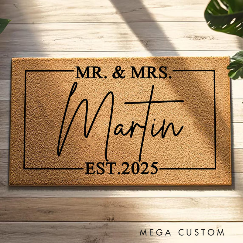 Personalized Mr & Mrs Doormat Last Name Doormat Stylish Housewarming Gift for Newlyweds Wedding Gift New Home Gift First Home Gift for Couple