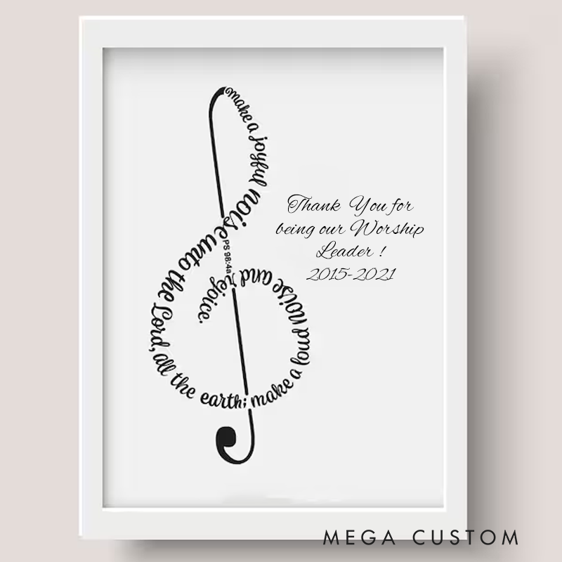 Personalized Psalm 98 Music Treble Clef Scripture Bible Verse Word Art Music Lover Gift Christian Music Studio Decor Frame Not Included