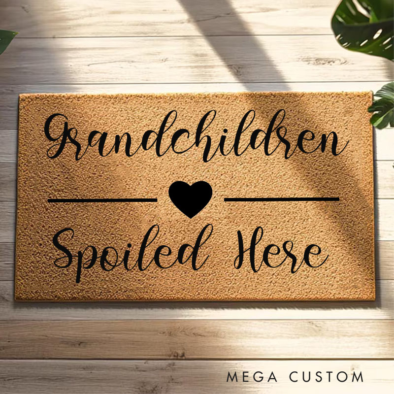 Personalized Grandkids Spoiled Here Doormat Housewarming Gift New Home Gift Grandparents Doormat Gifts for Christmas Grandchildren Doormat Welcome Mat