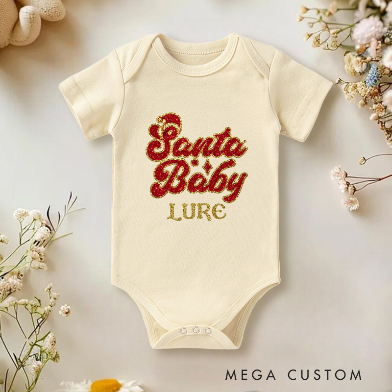 Personalized Christmas Santa Baby Onesie With Your Name Baby Christmas Gift