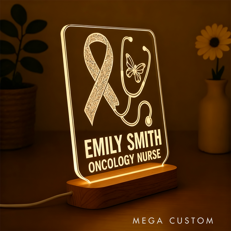 Custom Oncology Nurse LED Night Light Personalized Name LED Acrylic Lamp