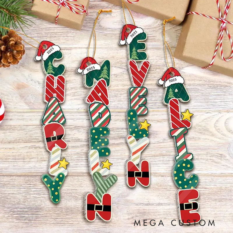[Copy]Personalized  Gingerbread Alphabet Ornament Kids Name Ornament, Christmas Tag for Stockings 