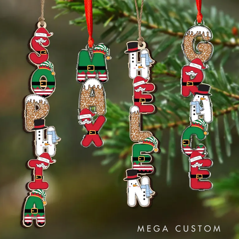 [Copy]Personalized Christmas Name Letter Ornament 2025 Custom Christmas Tag Stocking Tag Christmas Gift 