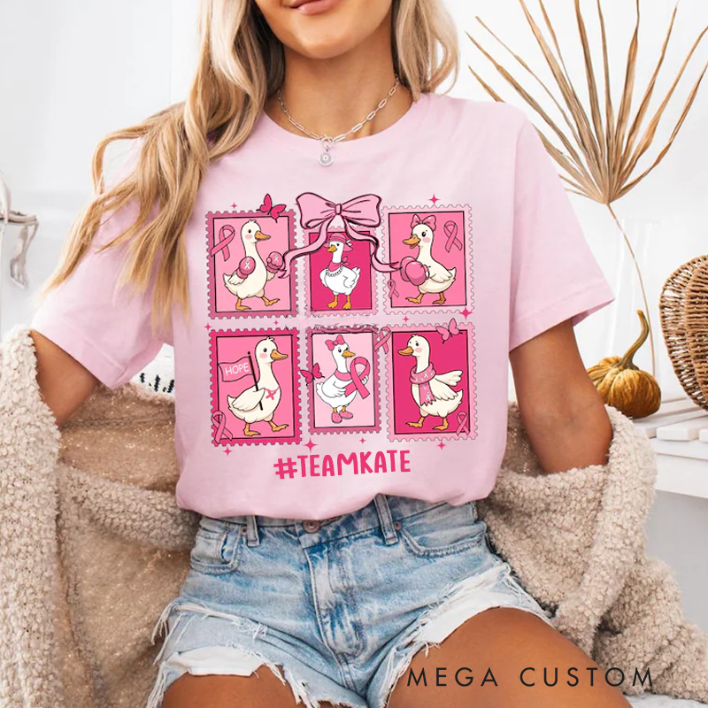 Personalized Breast Cancer Awareness Month Comfort Colors Shirt I Wear Pink for Breast Cancer Shirt Goose Pink Ribbon Tshirt Breast Cancer Fighter Gift