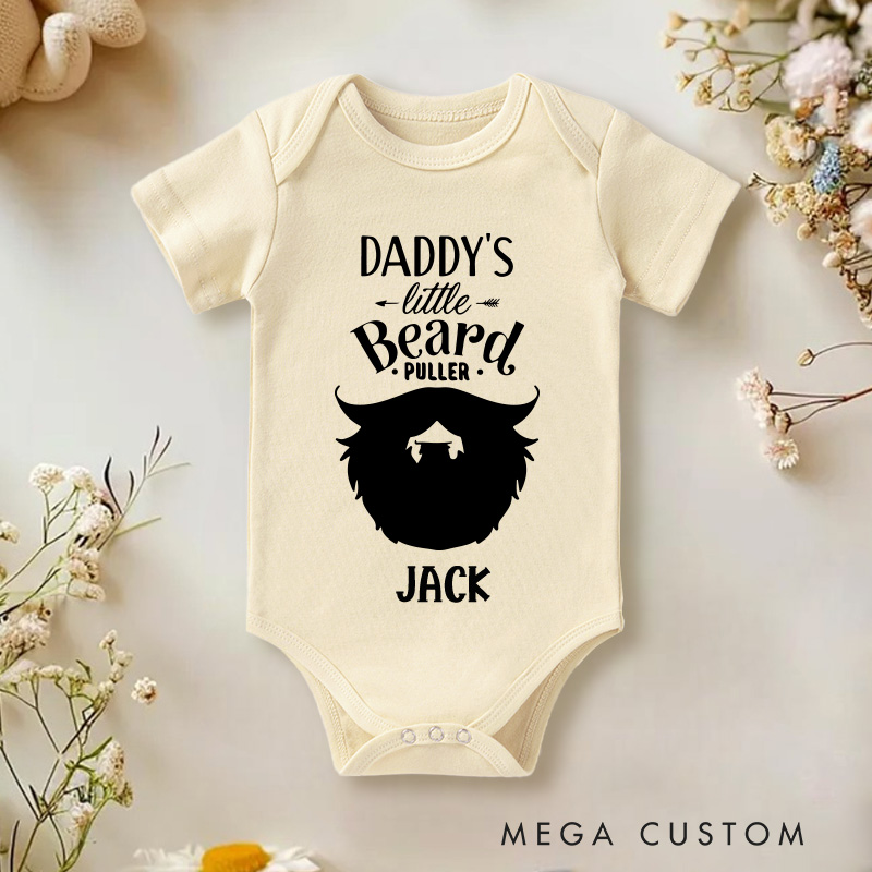 Personalized Daddy's Little Beard Puller Baby Onesie Funny Father's Day Gift