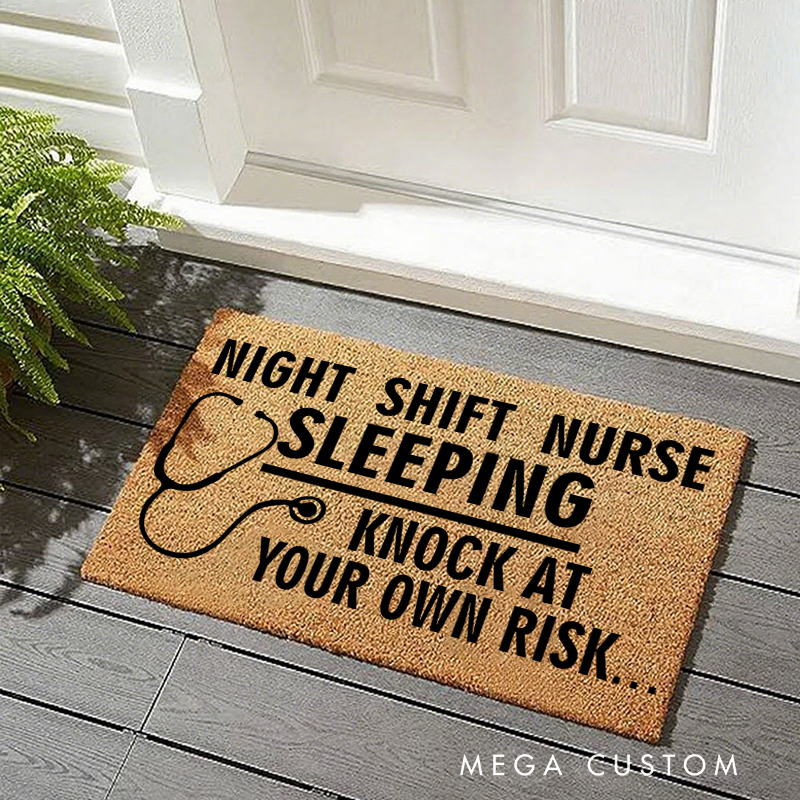 Night Shift Nurse Sleeping Doormat Funny Doormat Nurse Appreciation Gift Housewarming Gift 