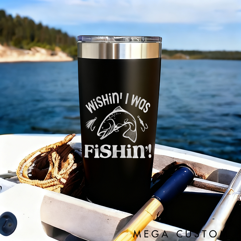 Personalized Fishing Tumbler Stainless Steel Insulated Cup for Fishing Lovers Keeps Drinks Hot or Cold Durable and Perfect for Outdoor Use