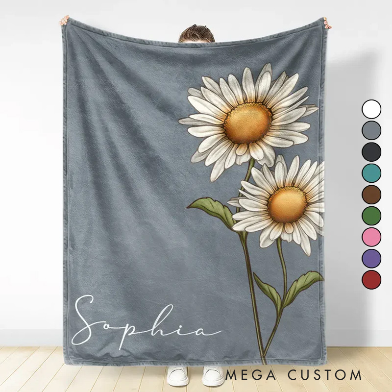 Personalized Birth Month Flowers Bloom Where You're Planted Custom Flannel Blanket Gift for Gardening Lovers Mother's Day Gift