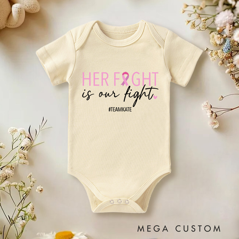 Personalized Breast Cancer Support Squad Baby Bodysuit Her Fight is Our Fight Shirt Breast Cancer Shirt Family Breast Cancer Cancer Support Team Shirt