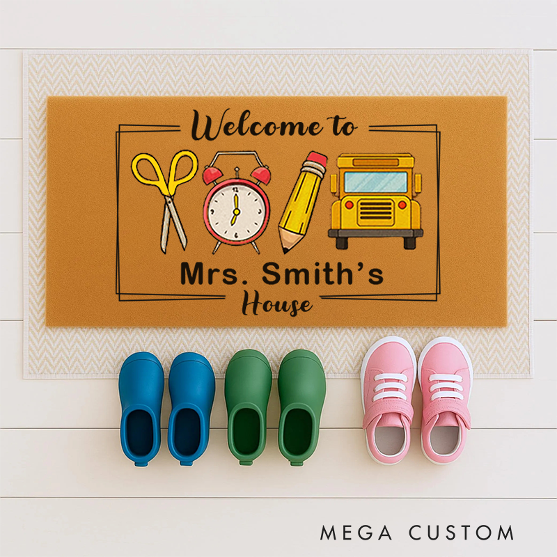 Personalized Door Mat for Teacher Welcome Mat Teacher Housewarming Gift