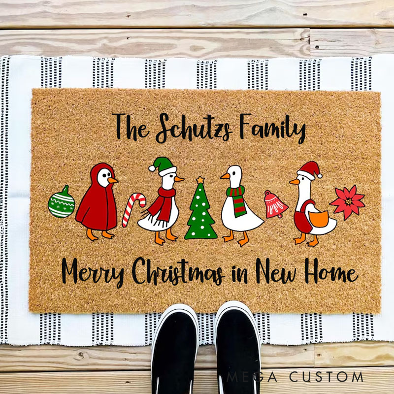 Personalized Christmas Goose Doormat Santa Goose Doormat Cute Christmas Doormat Merry Goosmas Rug Christmas Animal Rug Christmas Porch Decor