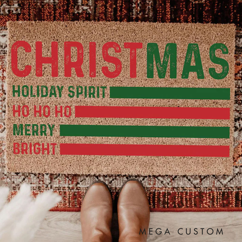 Personalized Christmas Doormat Tis The Season Christmas Doormat Custom Buffalo Plaid Tree Welcome Mat Holiday Porch Decor Rustic Farmhouse Entry Rug