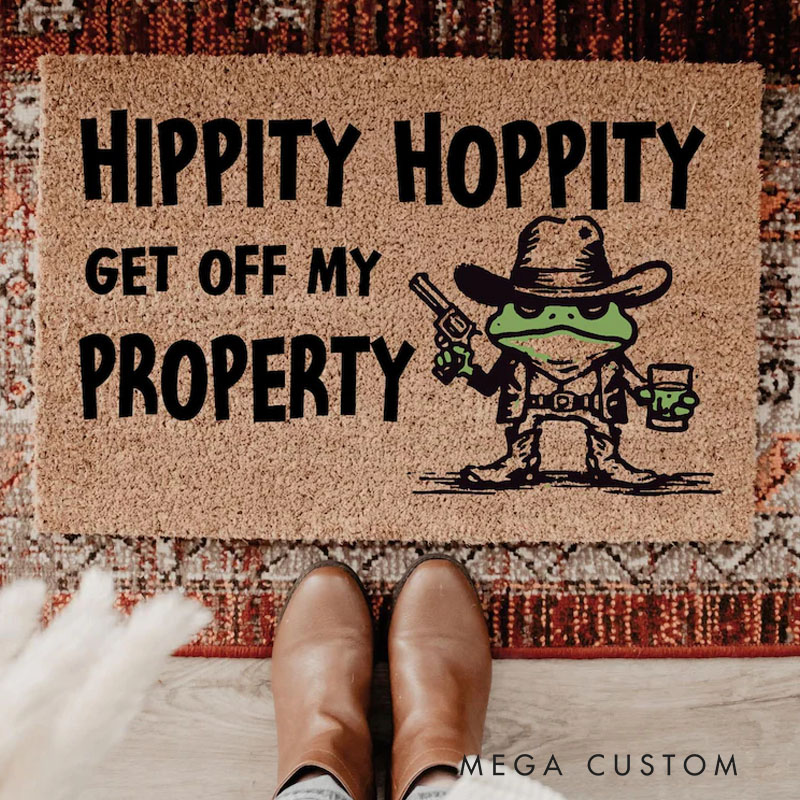 Personalized Hippi.ty Hopp.ity Get Off My Property Doormat Welcome Doormat Funny Doormat Funniest Mat New Home Gift Housewarming Gift Funny Gift