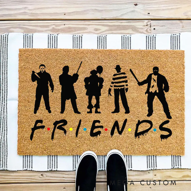 Personalized Friends Horror Halloween Doormat In This House We Horror Doormat Halloween Creepy Rug Scary Doormat Halloween Decor Halloween Gifts
