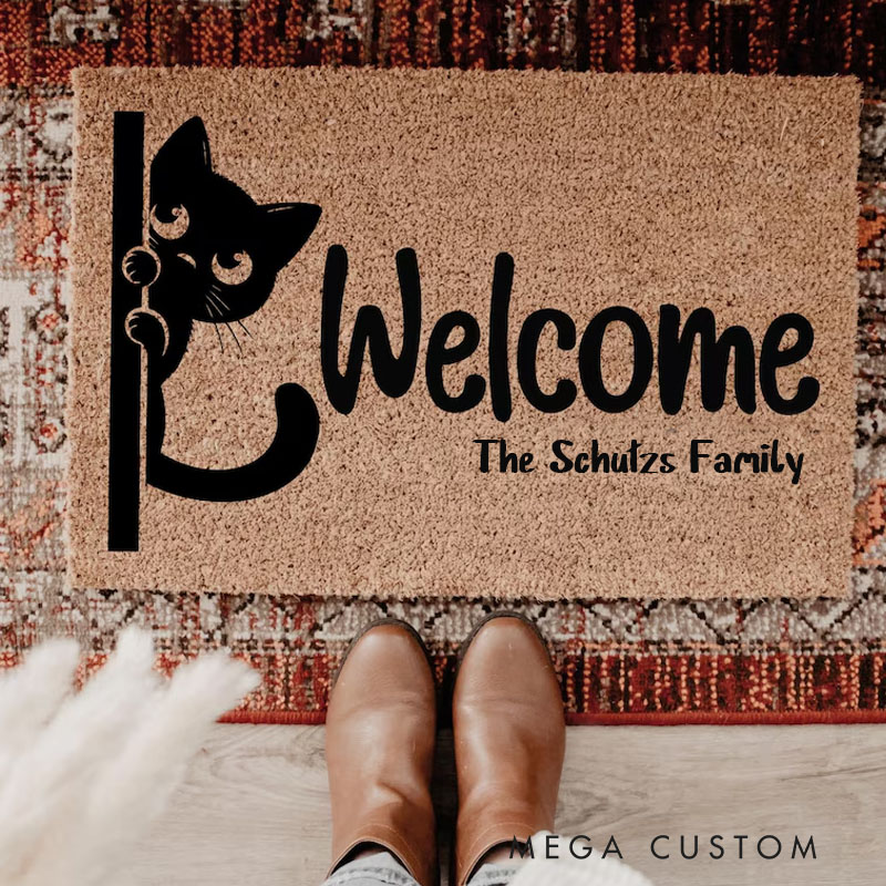 Personalized Welcome Cat Doormat Funny Cat Doormat Gift For Pet Lovers Custom Cat Doormat New Home Cat Lover Present Hope You Like Cats