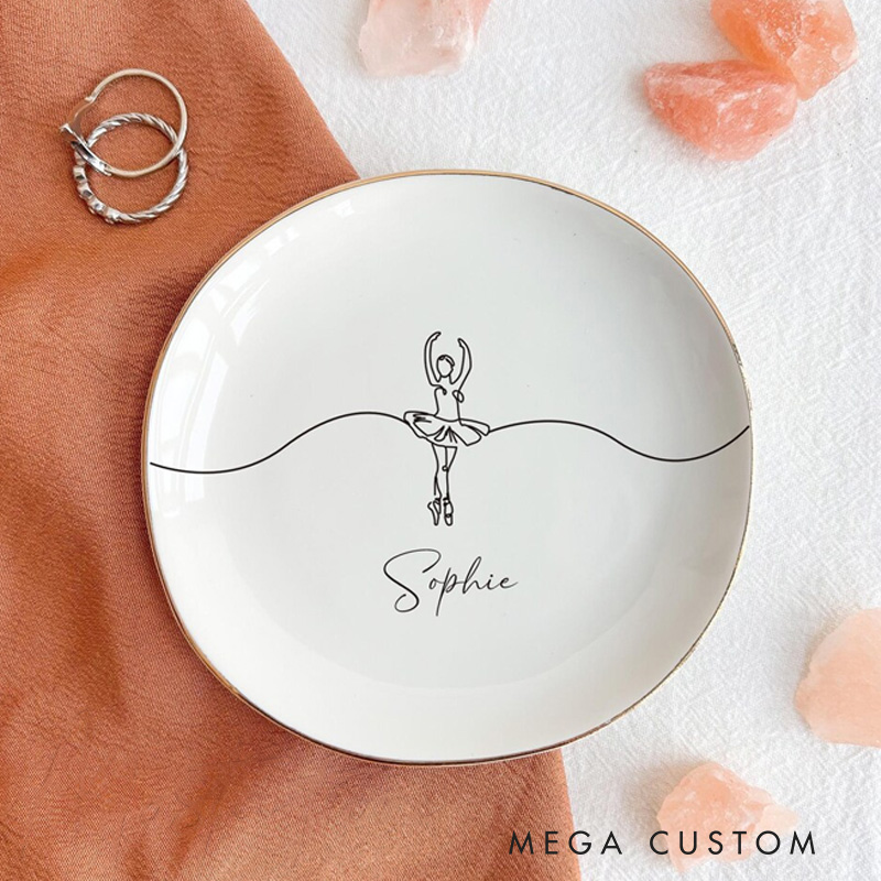 Personalized Ballerina Jewelry Dish Dance Gift For Little Girls Dance Teacher Recital Gifts Ballet Dancer Trinket Tray Dance Team Ring Holder
