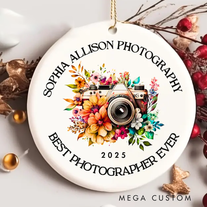 Photographer Ornament Custom Photographer and Photography Lover Gift Photography Ornament Camera Floral Keepsake Christmas
