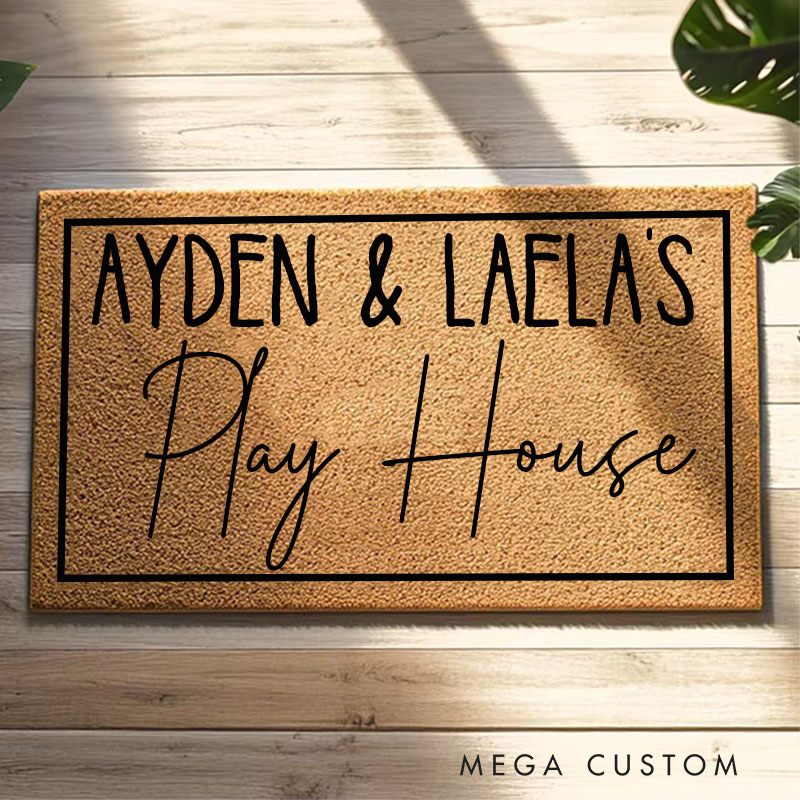 Personalized Home Doormat Custom Playhouse Doormat Personalized and Whimsical Housewarming Gift Welcome Mat for Home