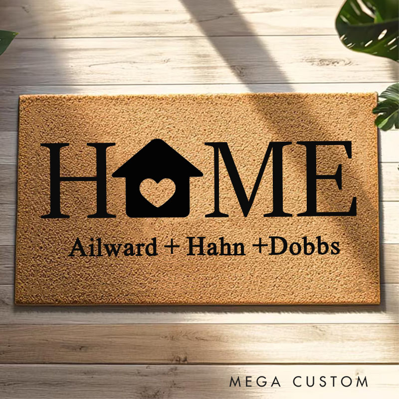 Personalized Heartfelt Home Doormat Custom Welcome Front Doormat Housewarming Gifts First Home Couple Gift Closing Gift New Home Gift