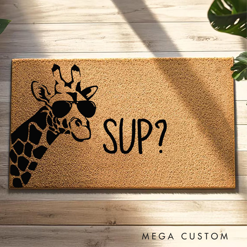 Personalized Home Doormat Welcome Front Doormat Custom Quirky Giraffe Doormat Housewarming Gifts Welcome Mat for Home Closing Gift New Home Gift