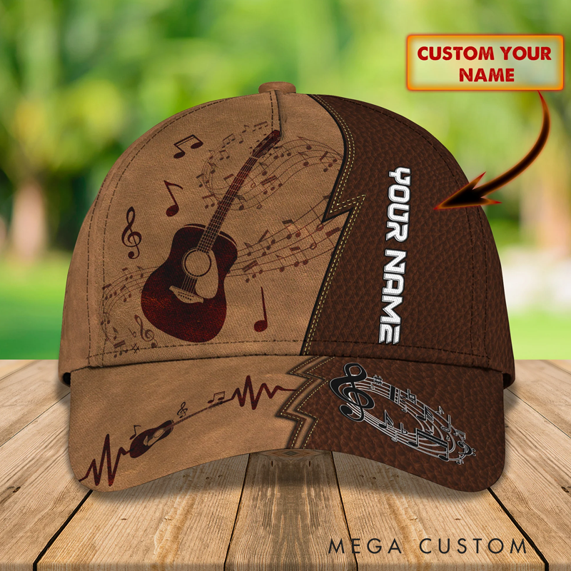 Personalized Name 3D Print Baseball Cap With Adjustable Snap for Music Lover Perfect Music Lovers Guitar Lovers Custom Gift Hat