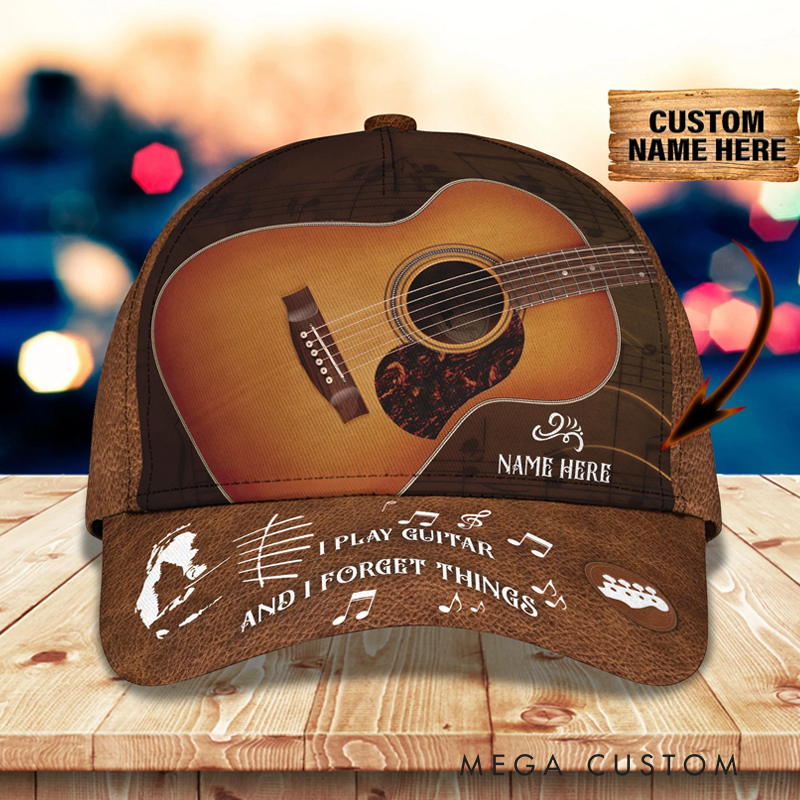 Personalized Name 3D Print Baseball Cap With Adjustable Snap for Music Lover Perfect Music Lovers Guitar Lovers Custom Gift Hat