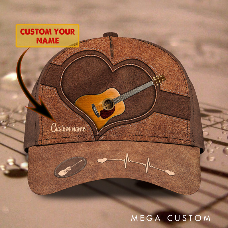 Personalized Name 3D Print Baseball Cap With Adjustable Snap for Music Lover Perfect Music Lovers Guitar Lovers Custom Gift Hat