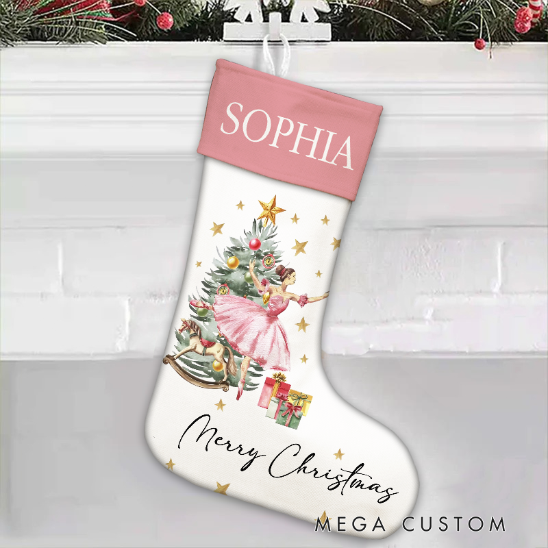 Personalized Christmas Santa Stocking Christmas Nutcracker Ballerina Reindeer Stocking for Christmas Special Delivery Kids Stocking