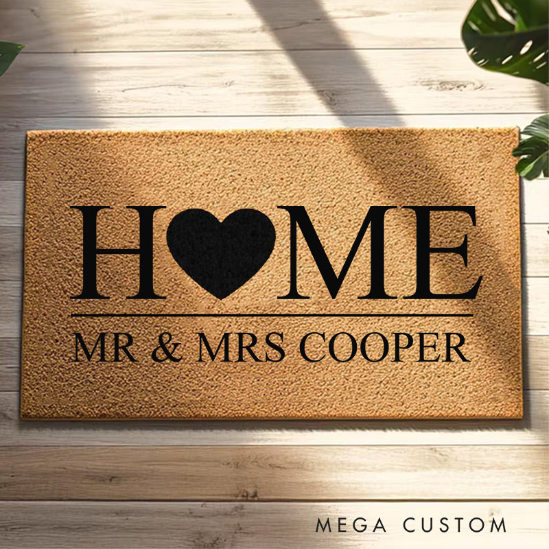 Personalized Home Doormat Custom Front Doormat First Home Couple's Gift Housewarming Gifts Couples and New Beginnings Closing Gift New Home Gift