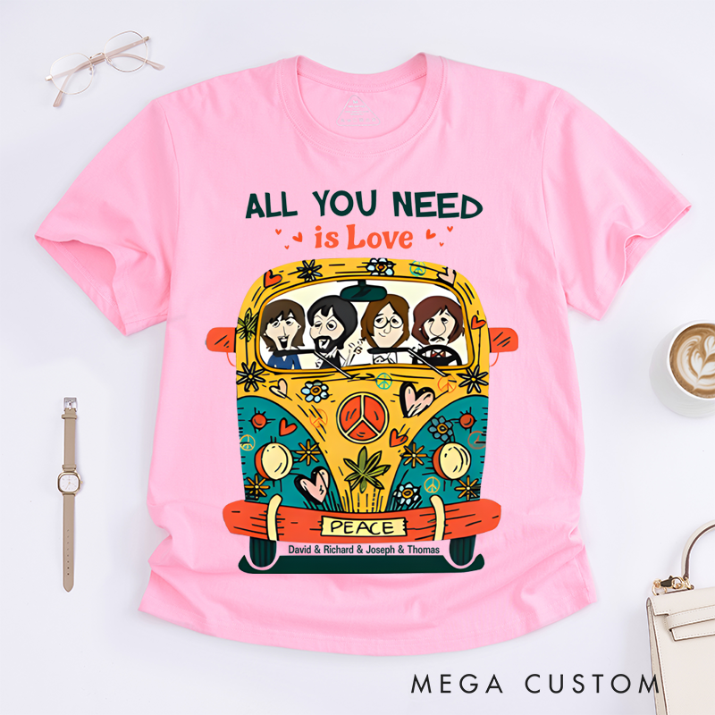 Personalized Classic T-Shirts Retro Hippie Graphic Tee Perfect for Classic Rock and Hippie Style Lovers and 60s Music Fans T-Shirt