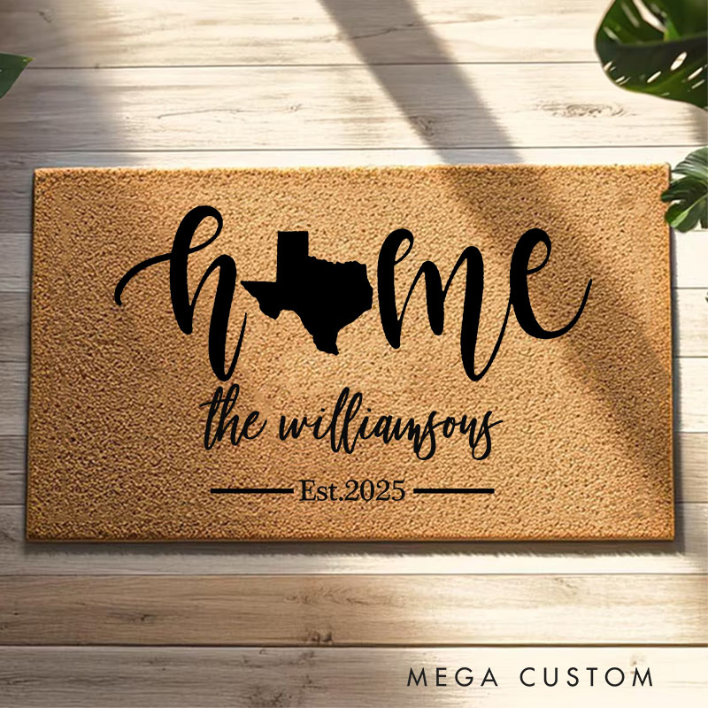 Personalized American State Mat Pick Your State Housewarming Gift Custom Personalized Rug Gift State Silhouette Doormat Closing Gift Front Door Mat