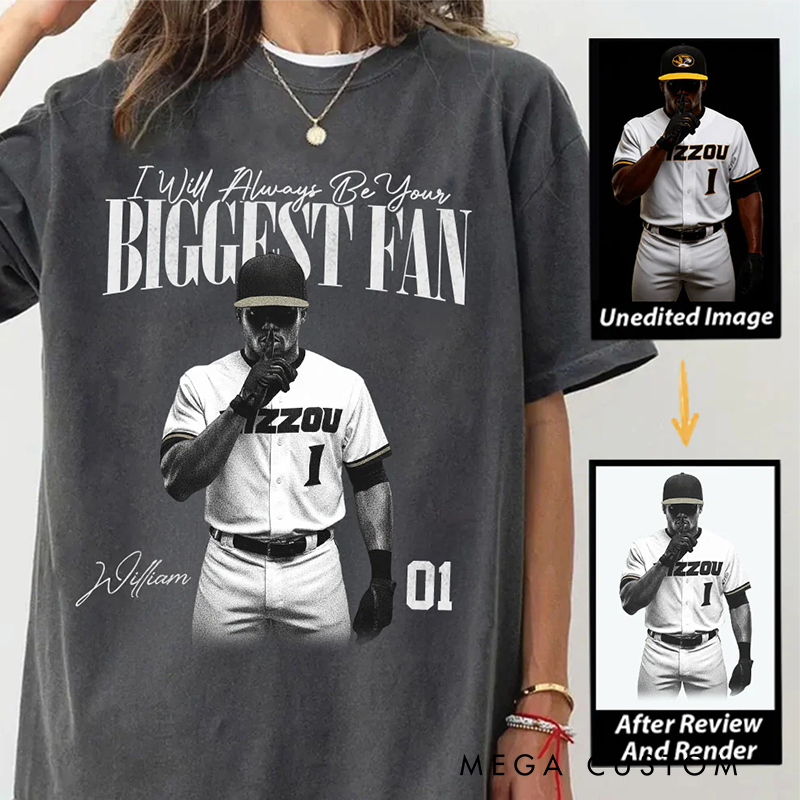 Personalized Biggest Fan T-Shirt with Player Image and Name Customization 