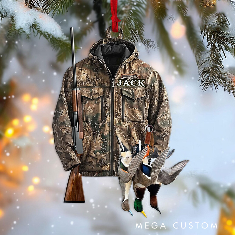 Personalized Hunting Ornament Custom Duck Hunting Christmas Tree Ornament Hunting Vest Christmas Gift for Hunter Dad Husband