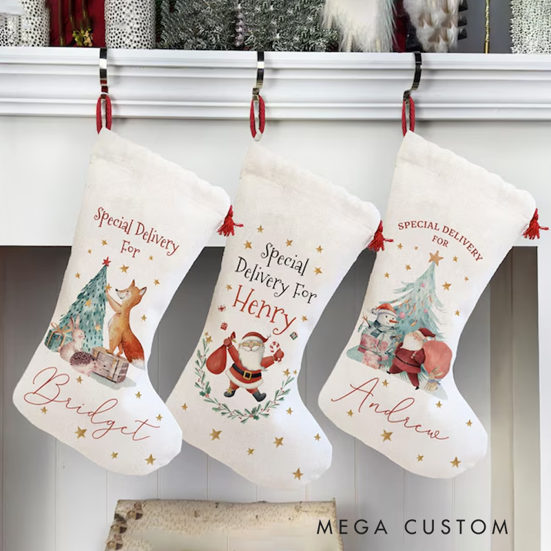 [Copy]Personalized Christmas Santa Stocking Christmas Nutcracker Ballerina Reindeer Stocking for Christmas Special Delivery Stocking