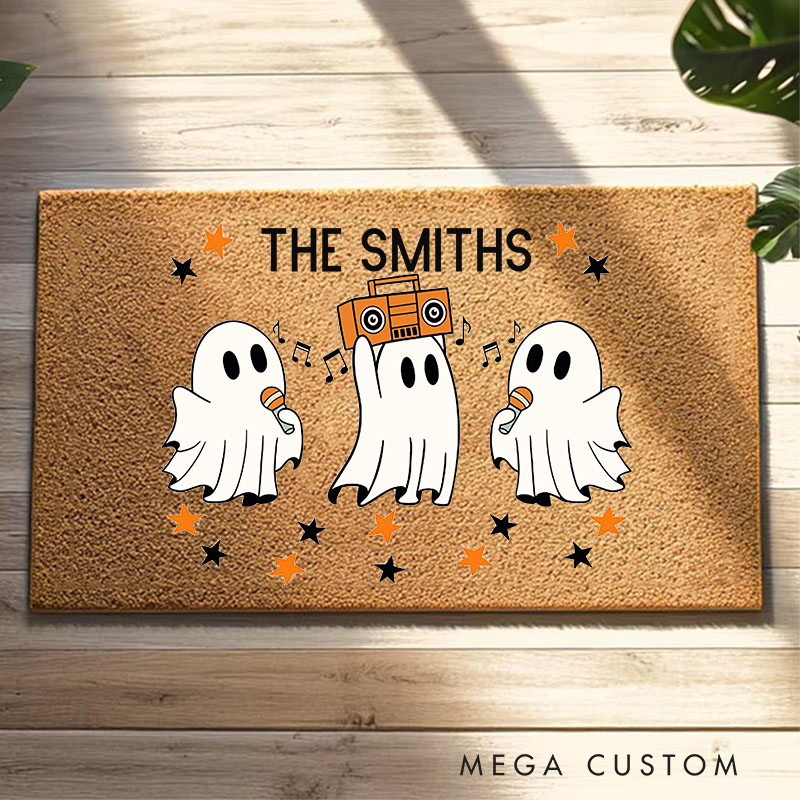 Personalized Spooky Fun Ghost Doormat a Playful and Personalized Housewarming Gift for Halloween Enthusiasts Halloween Welcome Front Doormat