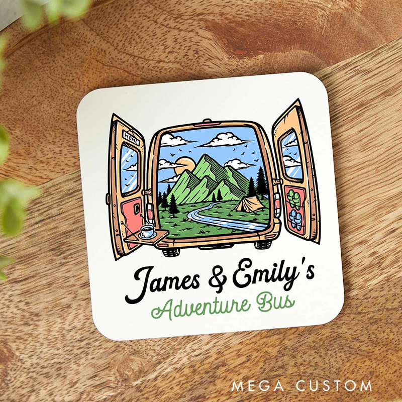 Personalised Campervan Coaster Camper Van Gift  Coaster for Outdoor Travel Lover