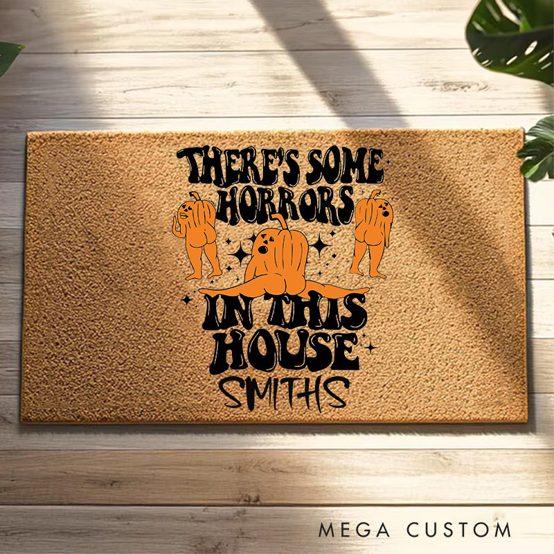 Personalized Haunted Pumpkin Doormat Custom Halloween Welcome Front Doormat Housewarming Gifts First Home Gift Halloween Gift