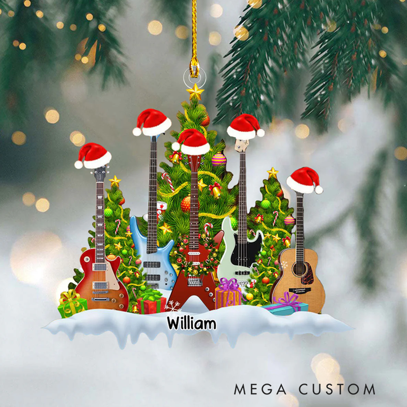 Personalized Name Christmas Ornaments Guitar Ornaments Gifts for Guitar Lover