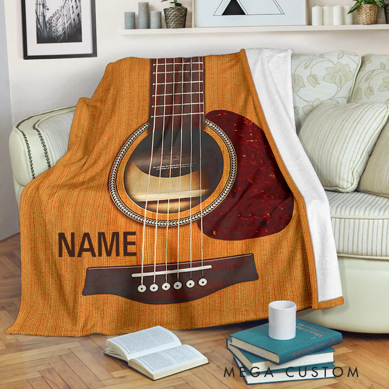 Personalized Name Custom Acoustic Electric Guitar Taurus Blanket Best Gift for Guitarist