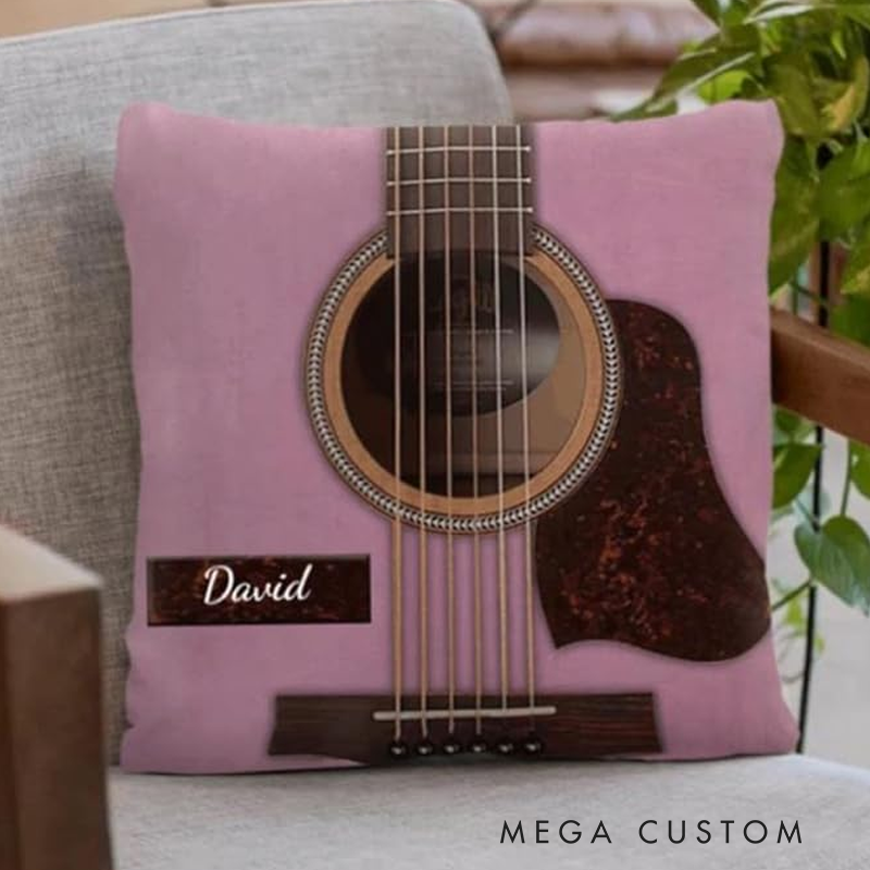 Personalized Name Custom Acoustic Electric Guitar Pillow Best Gift for Guitarist
