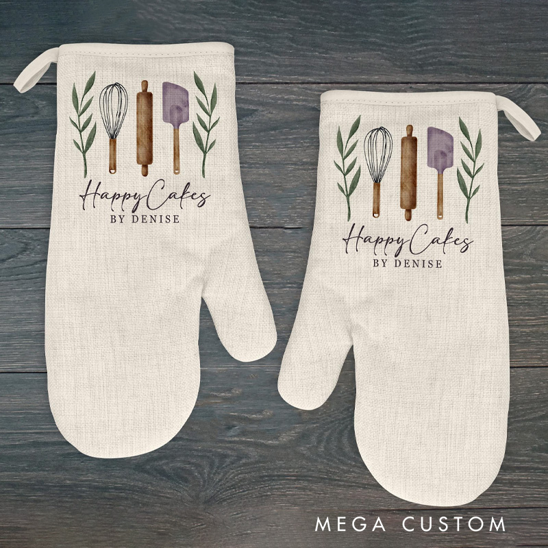 Personalized Oven Mitt or Pot Holder Set with Name Baking Tool Gift Set for Bakers Baking Lovers Gift
