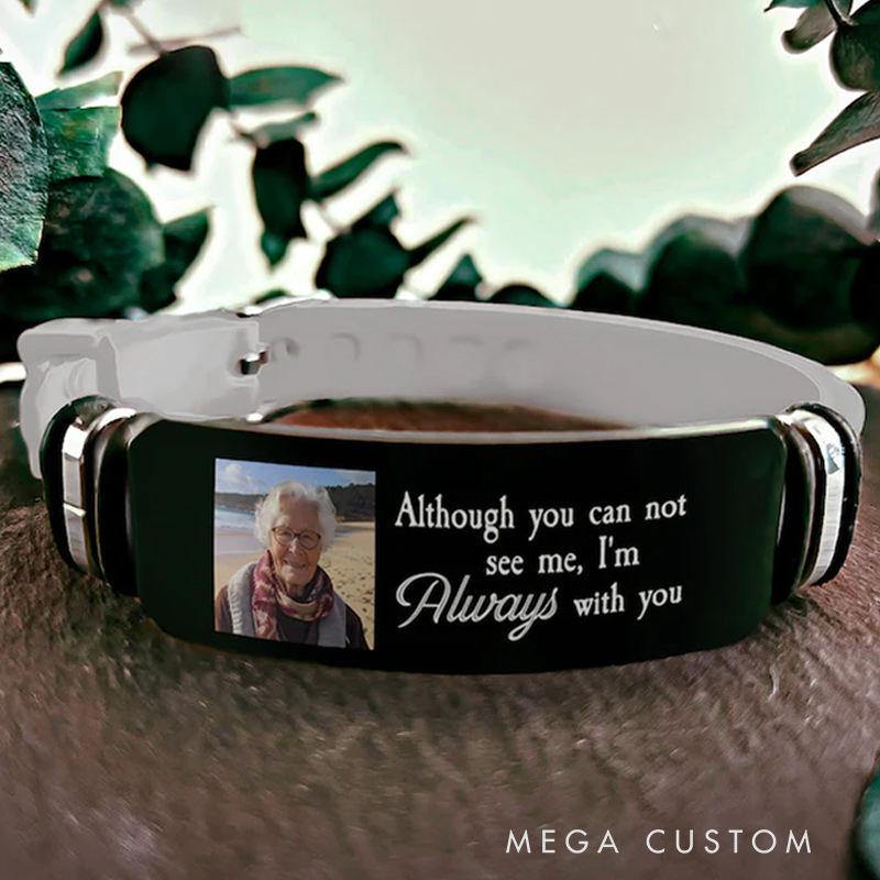 Personalized Picture Bracelet I Am Aways With You Memorial Keepsake Custom Photo Bracelet In Memory of Grandpa Unique Sympathy Gift