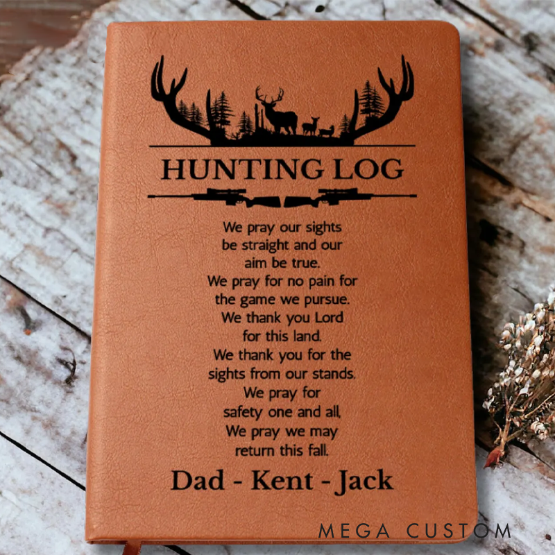 Personalized Hunting Log Book with Hunting Prayer Custom Hunting Journal Gift for Hunter Dad Sons