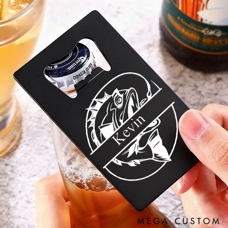 Personalized Fishing Bottle Opener Custom Name Stainless Steel Card Portable and Durable Perfect Gift for Fishing Enthusiasts