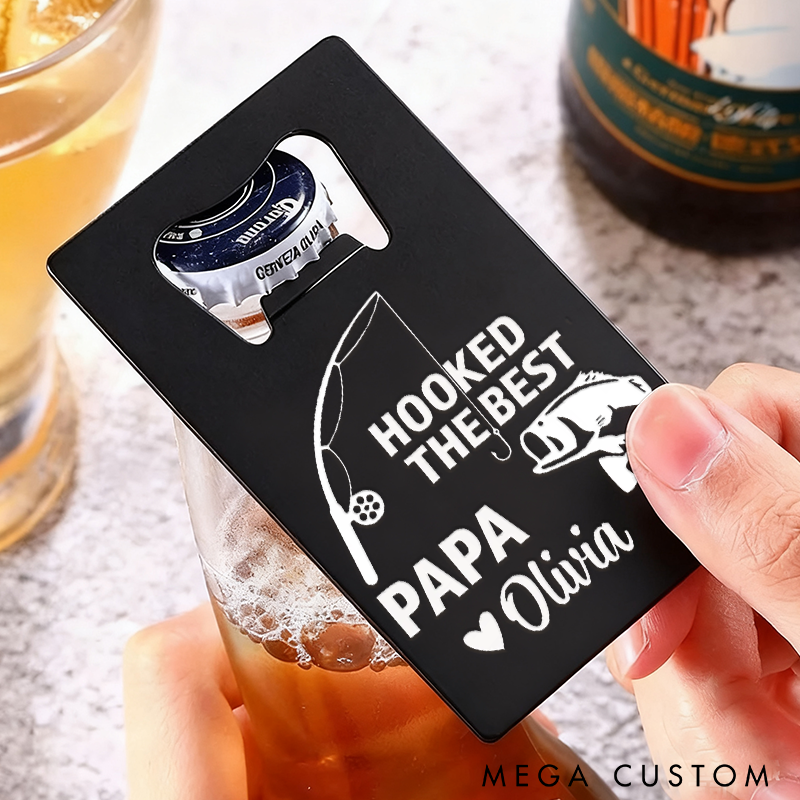 Personalized Fishing Bottle Opener Custom Name Stainless Steel Perfect Gift for Dad and Fishing Lover