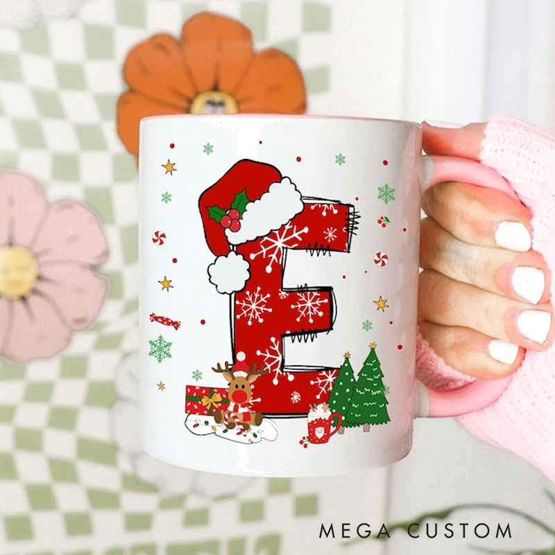 Personalized Christmas Mug Custom Initial Name Mug Secret Santa Gifts Custom Coffee Mug Christmas Gifts Reindeer Mug Xmas Decor