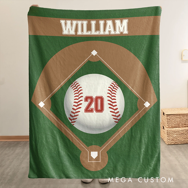 Personalized Sports Blanket with Custom Name and Number Design